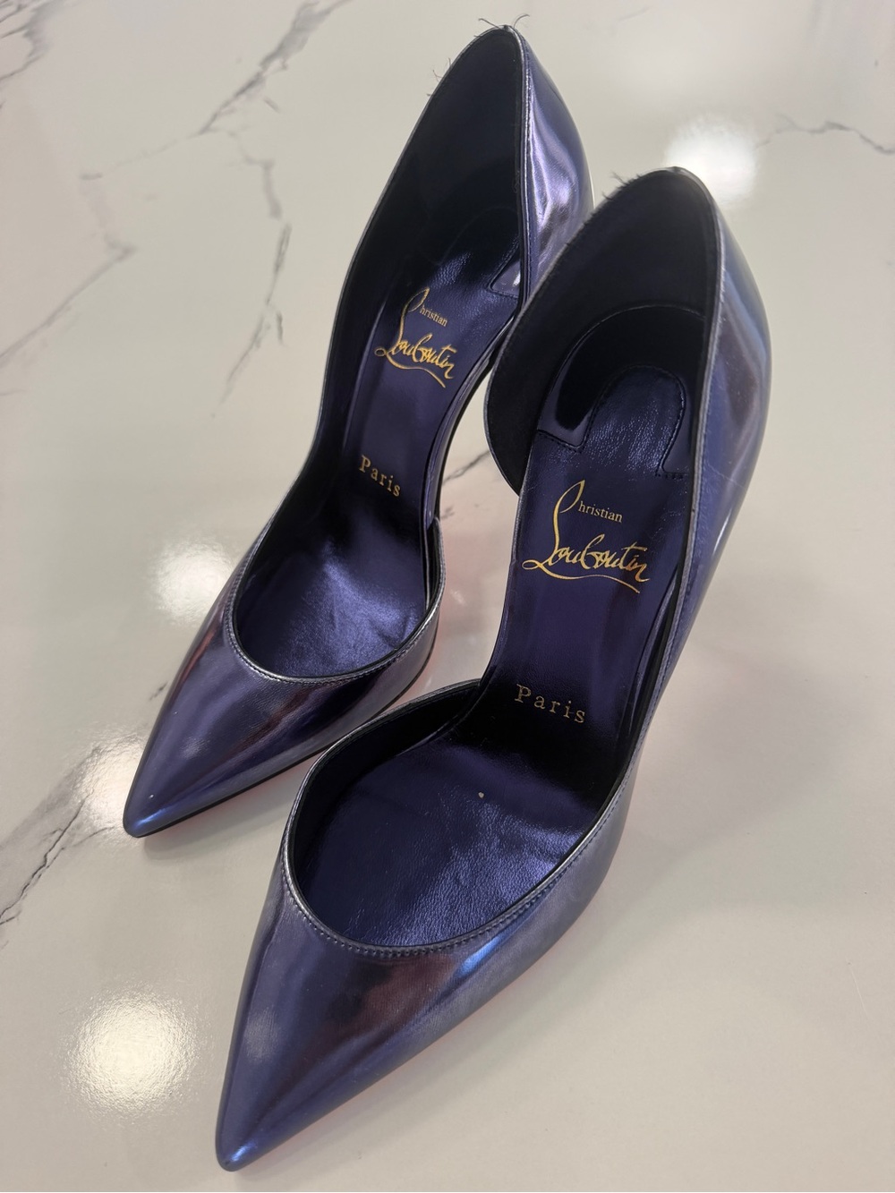 Christian Louboutin Iridescent Purple Pointed-Toe Stiletto Pumps